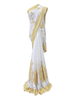Luxurious White Designer Saree with Exquisite Gold Embroidery