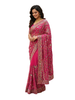 Vibrant Fuchsia Pink Floral Embroidered Designer Saree