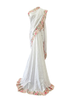Pure White Saree with Delicate Floral Embroidered Border