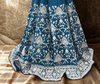 Regal Teal Blue Chikankari Embroidered Saree with Contrast White Detailing