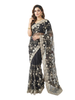 Black Net Saree with Antique Gold Floral Embroidery & Luxe Detailing
