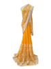 Sunshine Yellow Georgette Saree with Exquisite White Floral Embroidery