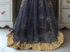 Luxe Black Net Saree with Heavy Golden Sequin & Floral Embroidery Luxe Black Net Saree with Heavy Golden Sequin & Floral Embroidery