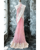 Ethereal Pastel Pink Net Saree with Luxe White Embroidered Scallop Border
