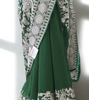 Majestic Bottle Green Saree with Exquisite White Embroidered Detailing