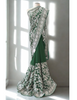 Majestic Bottle Green Saree with Exquisite White Embroidered Detailing