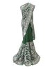 Majestic Bottle Green Saree with Exquisite White Embroidered Detailing
