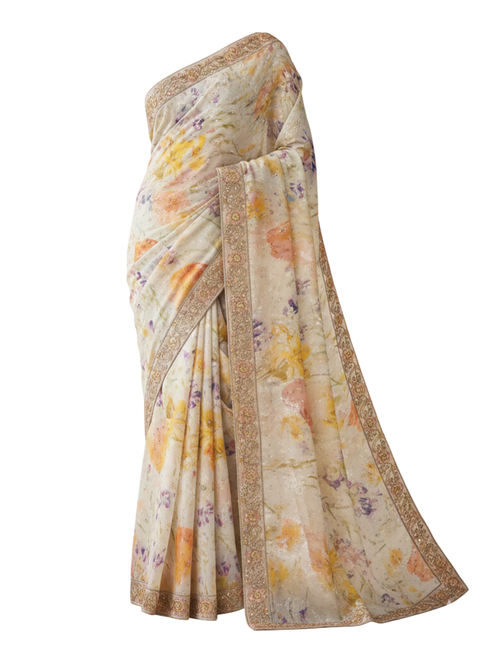 Pastel Petals Whisper Silk Saree