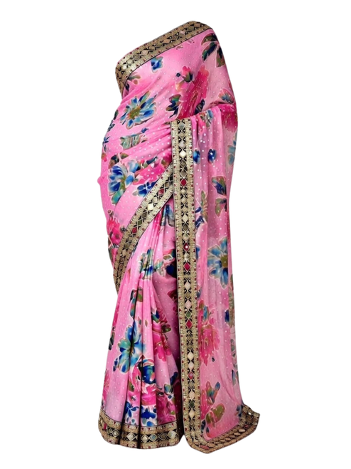 Magenta Bloom Silk Saree