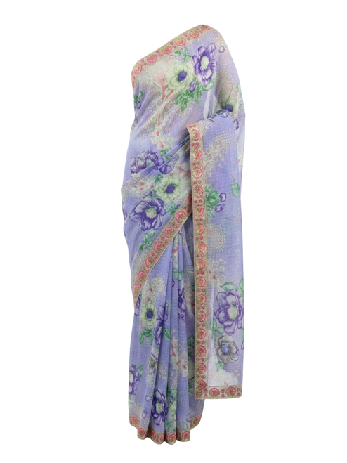Lilac Blossom Silk Saree