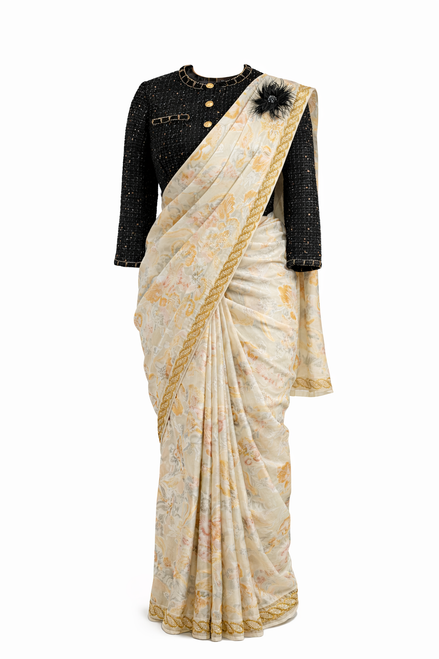 Saree with Modern Tweed Jacket