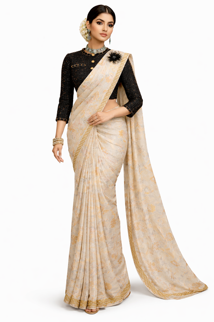 Saree with Modern Tweed Jacket