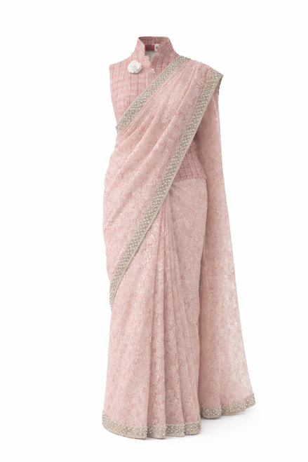 Pink Modern Jacket with Saree