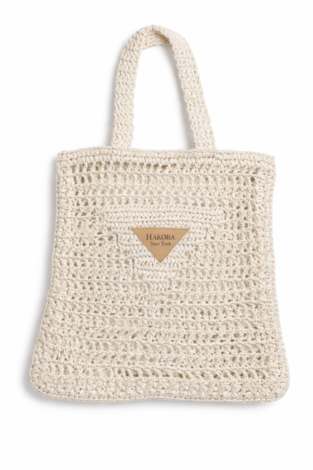 Hakoba Rectangular Woven Tote Bag White