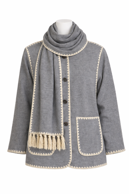Hakoba Woolen Overcoat Luxury Long Sleeve Grey