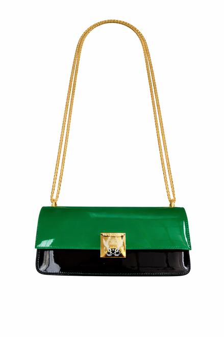 Glossy Green & Black Soho Chain Bag