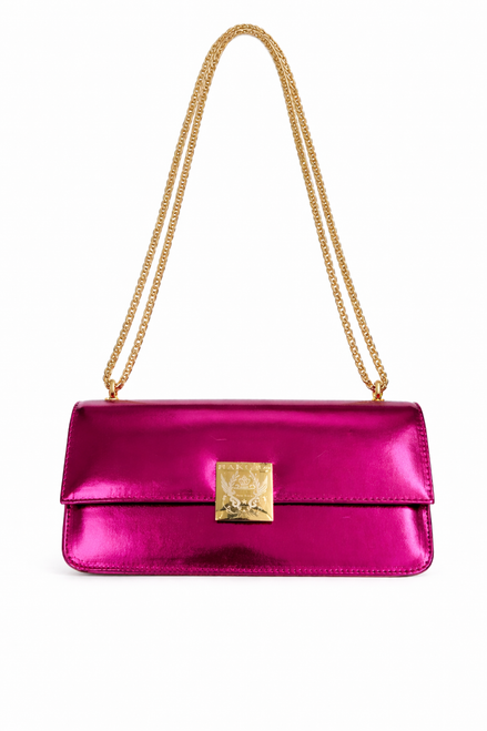 Glossy Metallic Pink Soho Chain Bag