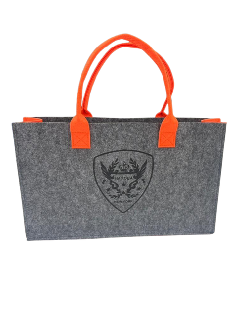 The Hakoba "Metro" Felt Tote – Charcoal & Electric Orange bag