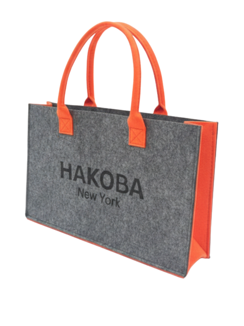 The Hakoba "Metro" Felt Tote – Charcoal & Electric Orange bag