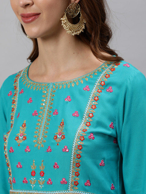 Embroidered Salwar Kameez Hakoba Sky Blue Casual Embroidered Salwar Kameez Hakoba Sky Blue Casual