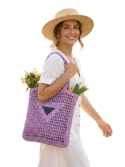 Hakoba Rectangular Woven Bag Purple