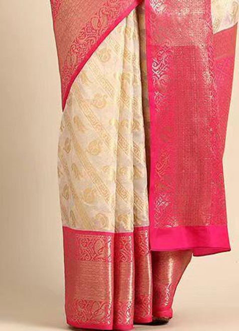 Hakoba Woven silk blend beautiful pink saree Hakoba Woven silk blend beautiful pink saree