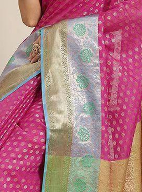 Hakoba Woven silk blend floral saree Hakoba Woven silk blend floral saree