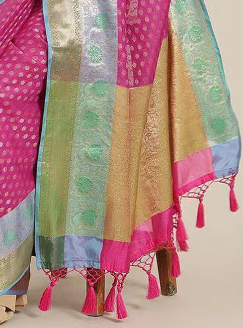 Hakoba Woven silk blend floral saree Hakoba Woven silk blend floral saree