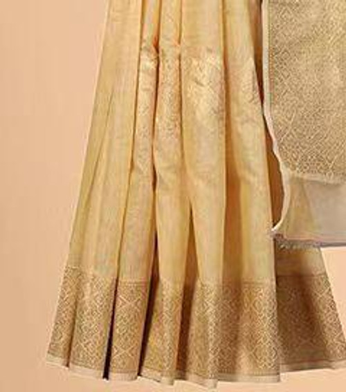 Hakoba Elegant Golden Silk Saree with Self-Weaving & Zari Border Hakoba Elegant Golden Silk Saree with Self-Weaving & Zari Border
