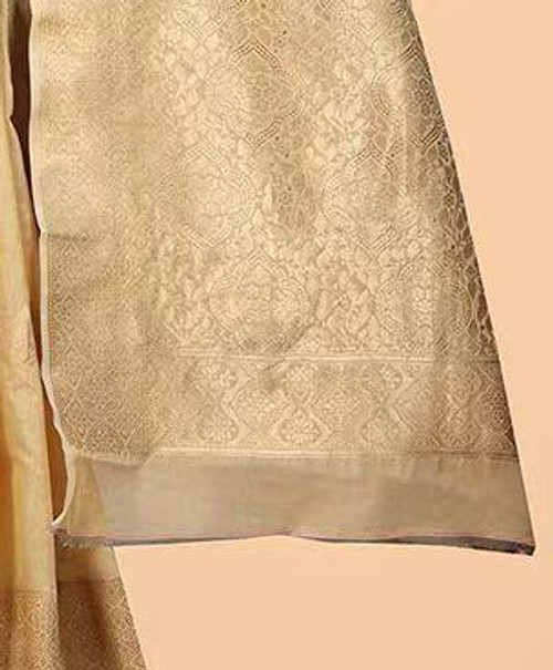 Hakoba Elegant Golden Silk Saree with Self-Weaving & Zari Border Hakoba Elegant Golden Silk Saree with Self-Weaving & Zari Border