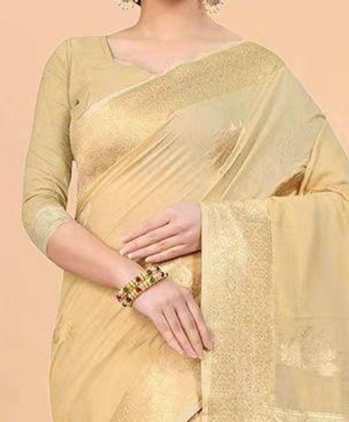 Hakoba Elegant Golden Silk Saree with Self-Weaving & Zari Border Hakoba Elegant Golden Silk Saree with Self-Weaving & Zari Border