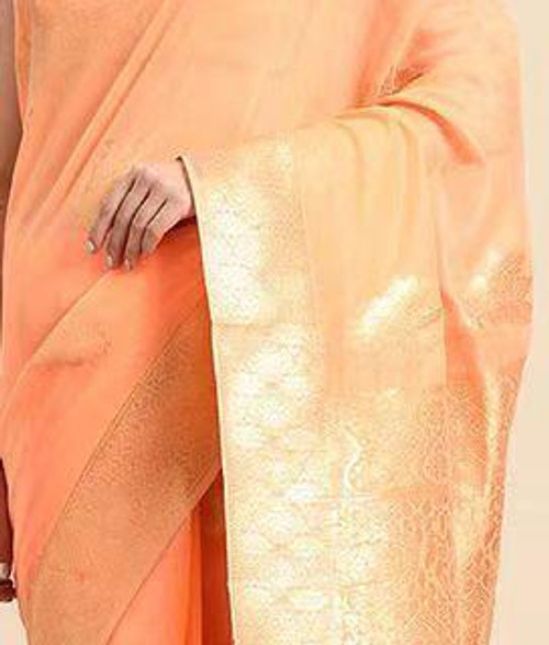 Hakoba Woven silk blend beautiful Orange saree Hakoba Woven silk blend beautiful Orange saree