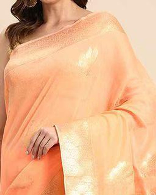 Hakoba Woven silk blend beautiful Orange saree Hakoba Woven silk blend beautiful Orange saree