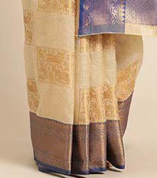 Hakoba Woven silk blend beautiful Blue saree Hakoba Woven silk blend beautiful Blue saree