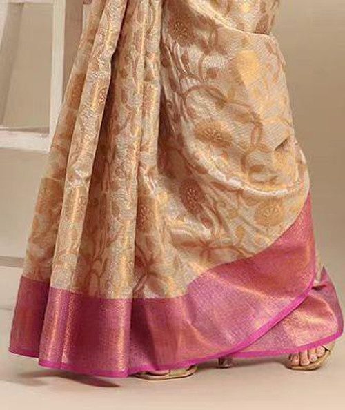 Hakoba Woven silk blend beautiful Floral Pink saree Hakoba Woven silk blend beautiful Floral Pink saree