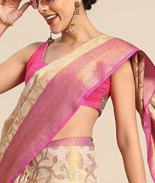 Hakoba Woven silk blend beautiful Floral Pink saree Hakoba Woven silk blend beautiful Floral Pink saree