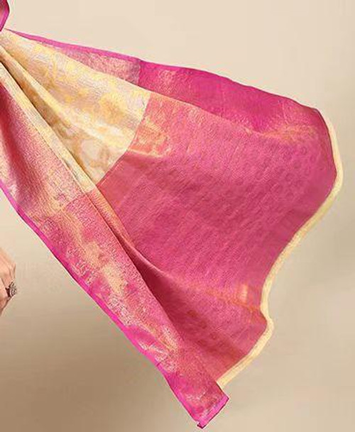 Hakoba Woven silk blend beautiful Floral Pink saree Hakoba Woven silk blend beautiful Floral Pink saree