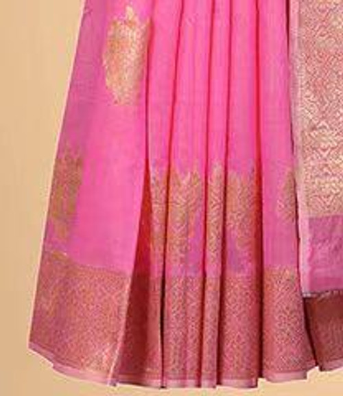 Hakoba Woven silk blend beautiful full Pink saree Hakoba Woven silk blend beautiful full Pink saree