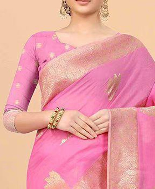 Hakoba Woven silk blend beautiful full Pink saree Hakoba Woven silk blend beautiful full Pink saree