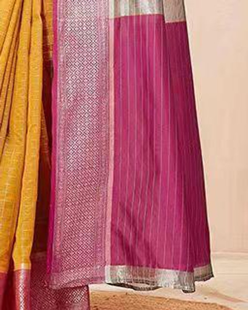 Hakoba Woven silk blend beautiful Yellow saree Hakoba Woven silk blend beautiful Yellow saree