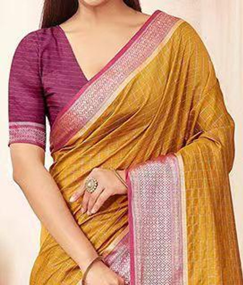 Hakoba Woven silk blend beautiful Yellow saree Hakoba Woven silk blend beautiful Yellow saree
