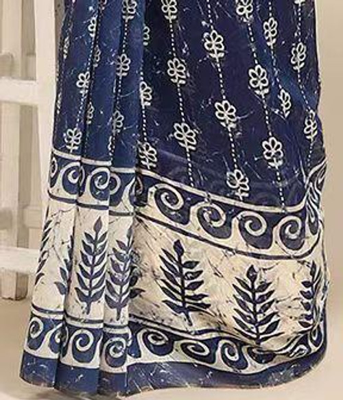 Hakoba Woven silk blend floral Blue saree Hakoba Woven silk blend floral Blue saree