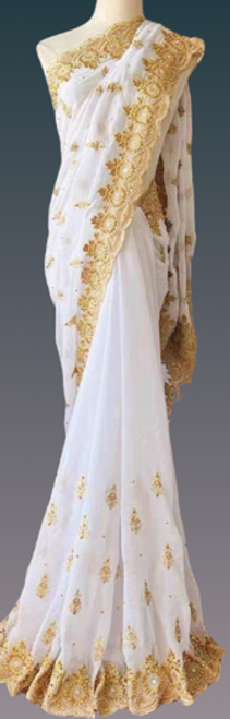 White & Gold Embroidered Net Sarees – Premium Bridal & Festive Collection White & Gold Embroidered Net Sarees – Premium Bridal & Festive Collection