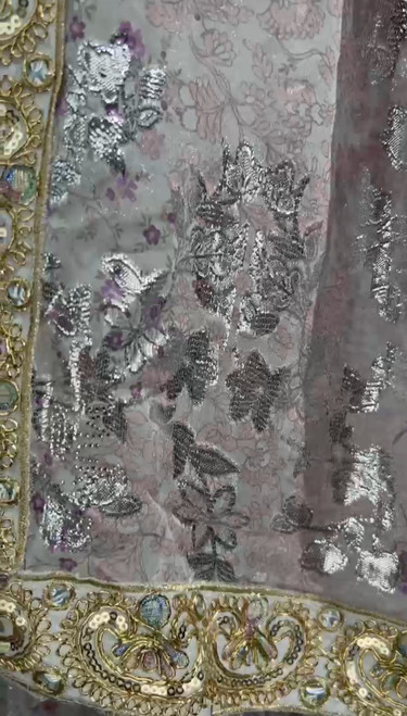 Lavender Metallic Floral Printed Saree with Ornate Golden Border – Luxe Party Edit Lavender Metallic Floral Printed Saree with Ornate Golden Border – Luxe Party Edit