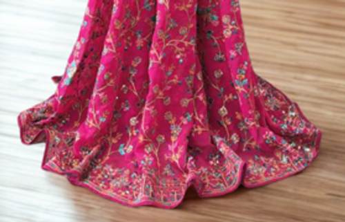 Vibrant Fuchsia Pink Floral Embroidered Designer Saree Vibrant Fuchsia Pink Floral Embroidered Designer Saree