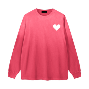 White Heart - Gradient Washed Long Sleeve T-Shirt