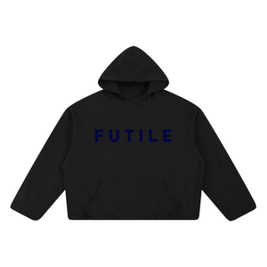 Black FUTILE - Boxy Gather-Hem Hoodie #260107PODRB3182
