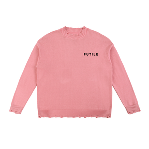 FUTILE (BLACK) Vintage Washed Hand-Frayed Sweater #260111PODUU1892