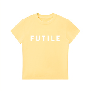 FUTILE (WHITE) - Essential Bodycon Crewneck T-Shirt #260123PODAA4058