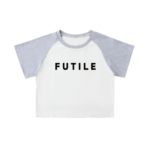 FUTILE (BLACK) - Women's Color-Blocked Raglan Sleeve Crop Top #260126PODAA3759